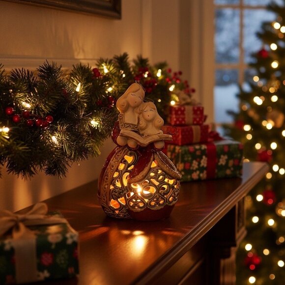 Vintage Ceramic Angel Mother & Child Tealight Holder Figurine – 9.5” Christmas L - Picture 5 of 5